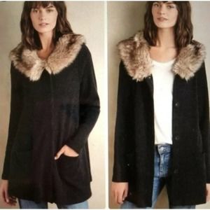 Anthropologie Moth Heathered Slate Sweater Coat